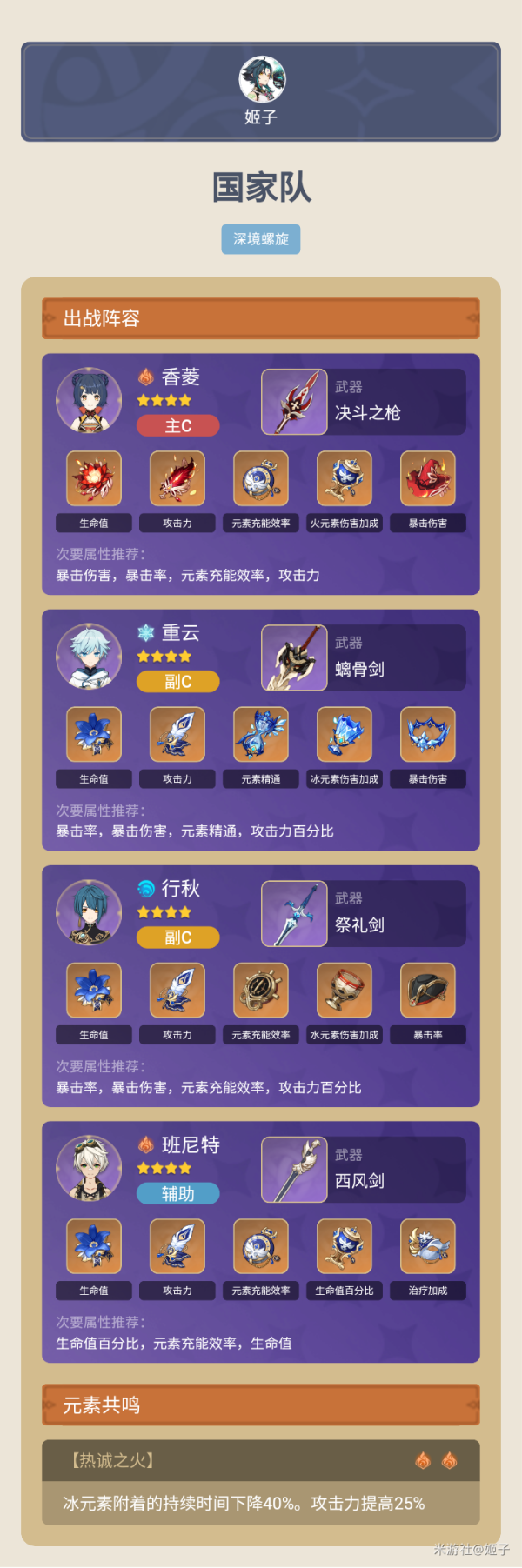 原神行秋圣遗物搭配、武器、阵容推荐攻略