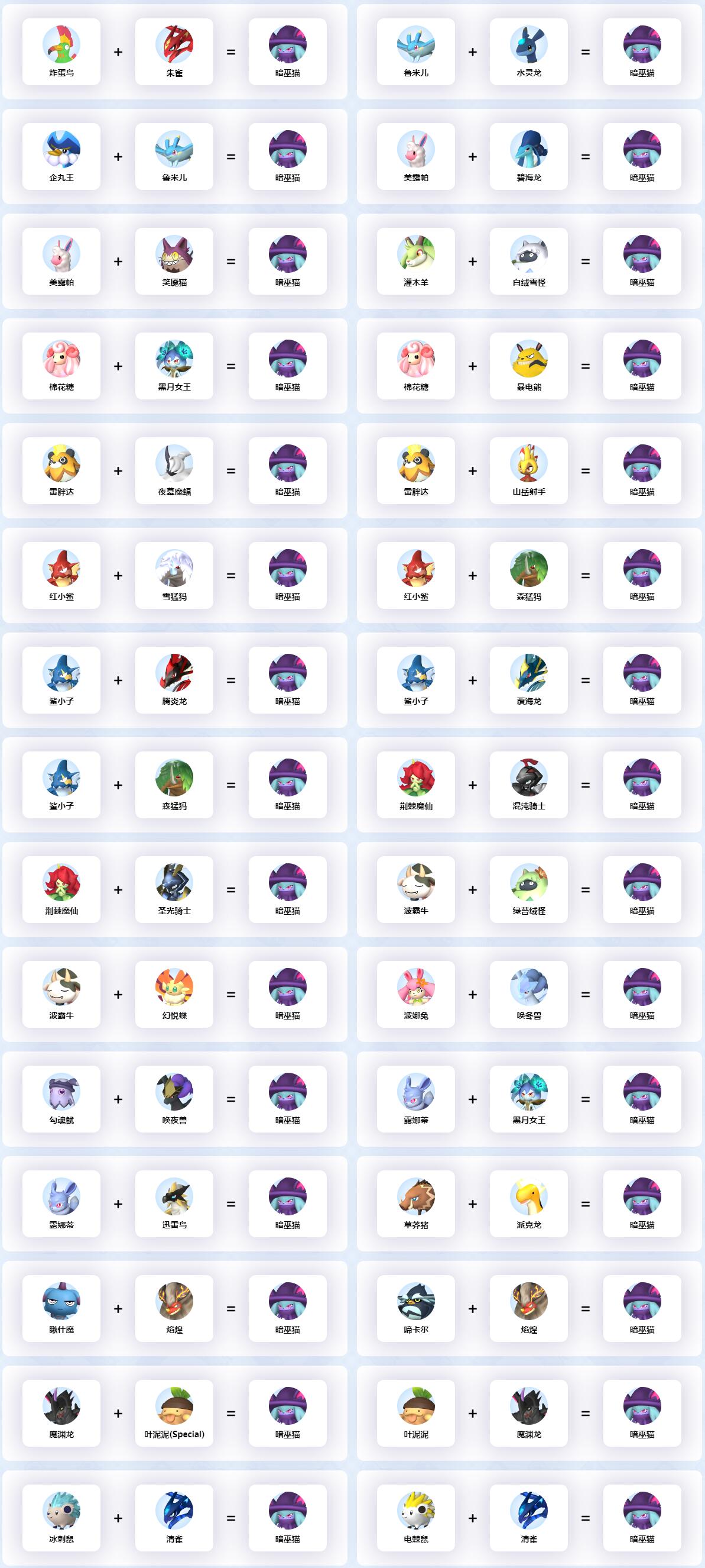 幻兽帕鲁暗巫猫配种