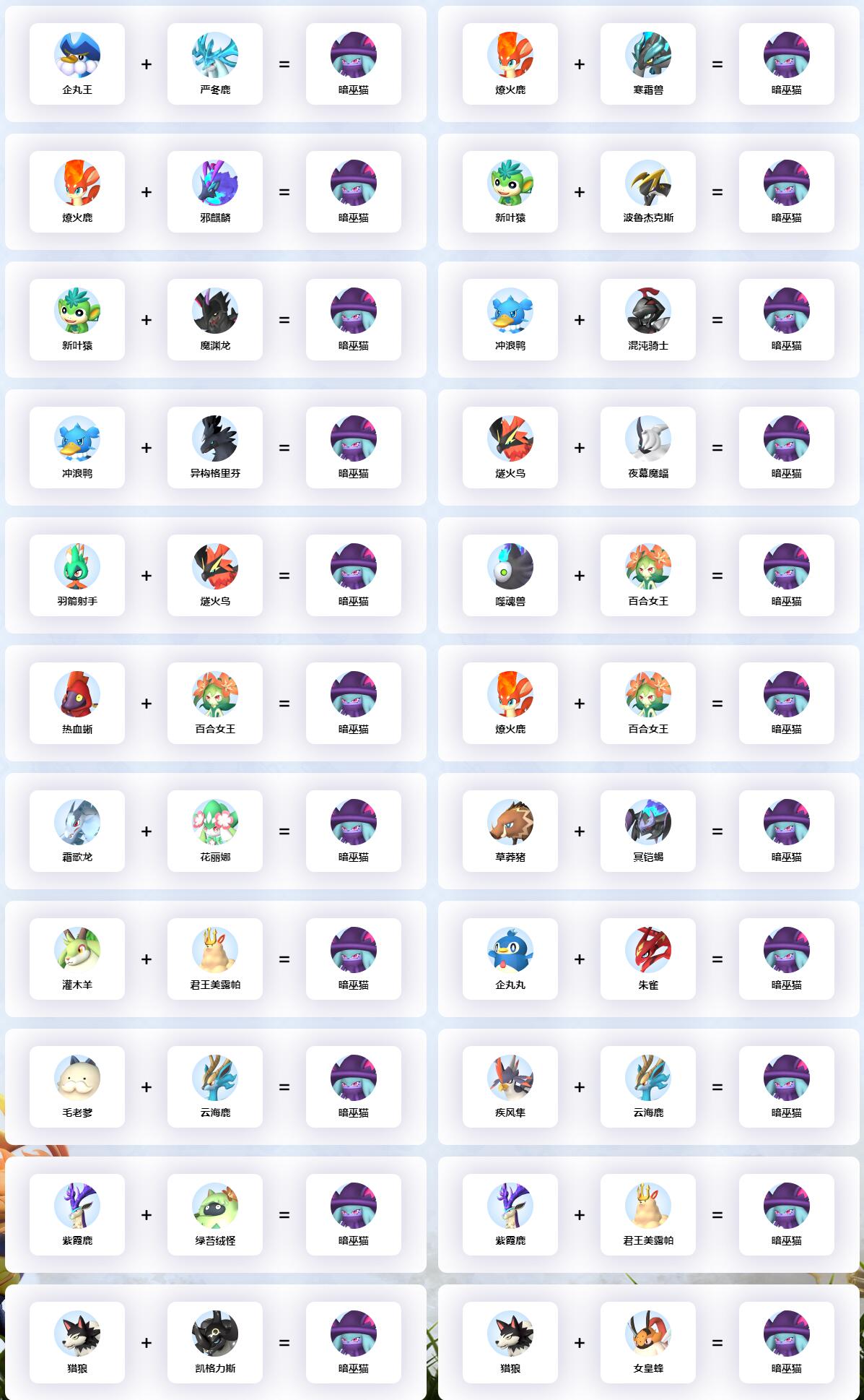 幻兽帕鲁暗巫猫配种