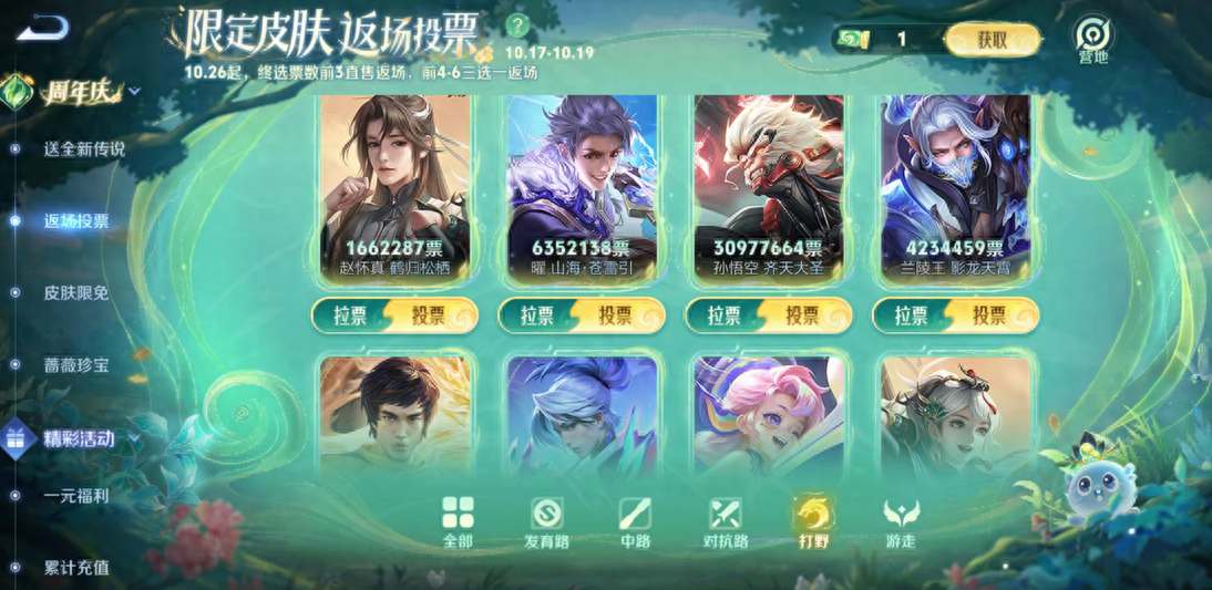 王者荣耀9周年返场皮肤名单