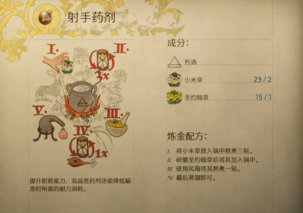 天国拯救2射手药剂怎么做 射手药剂配方