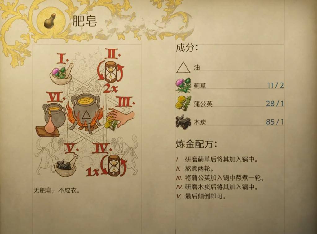 天国拯救2肥皂怎么做 肥皂配方