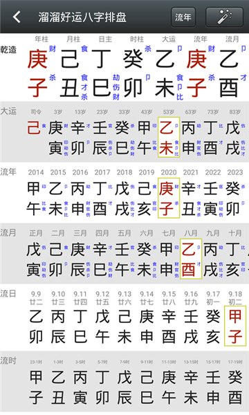 溜溜好运八字排盘截图1