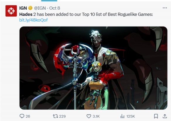 IGN有史以来最好的Roguelike游戏榜单出炉 哈迪斯2斩获榜首