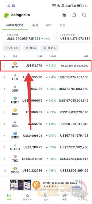 CoinGecko设置价格提醒教程图（1）